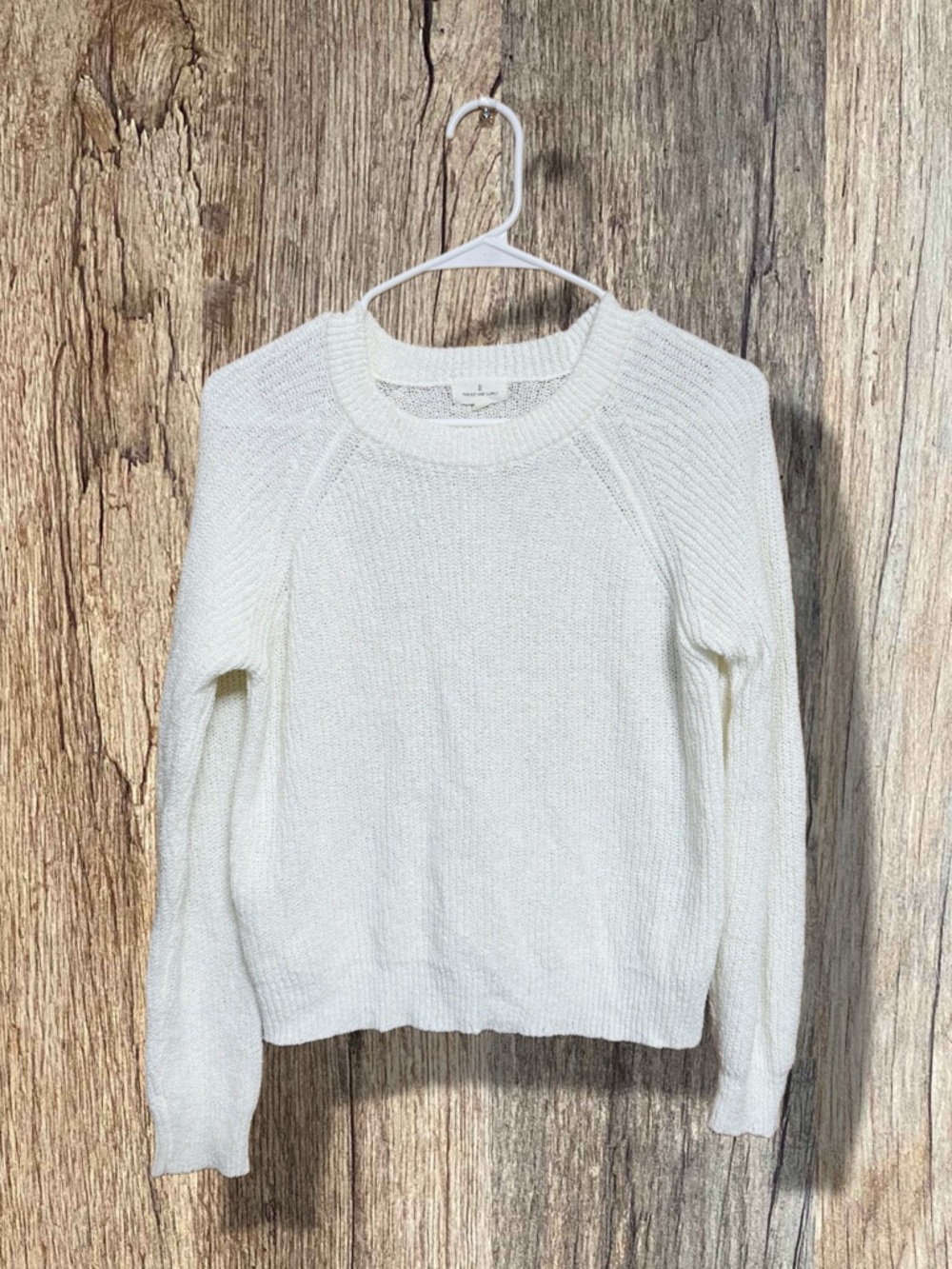💫 Thread & Supply Cream Knit Sweater Minimalist Chic Size S 💫